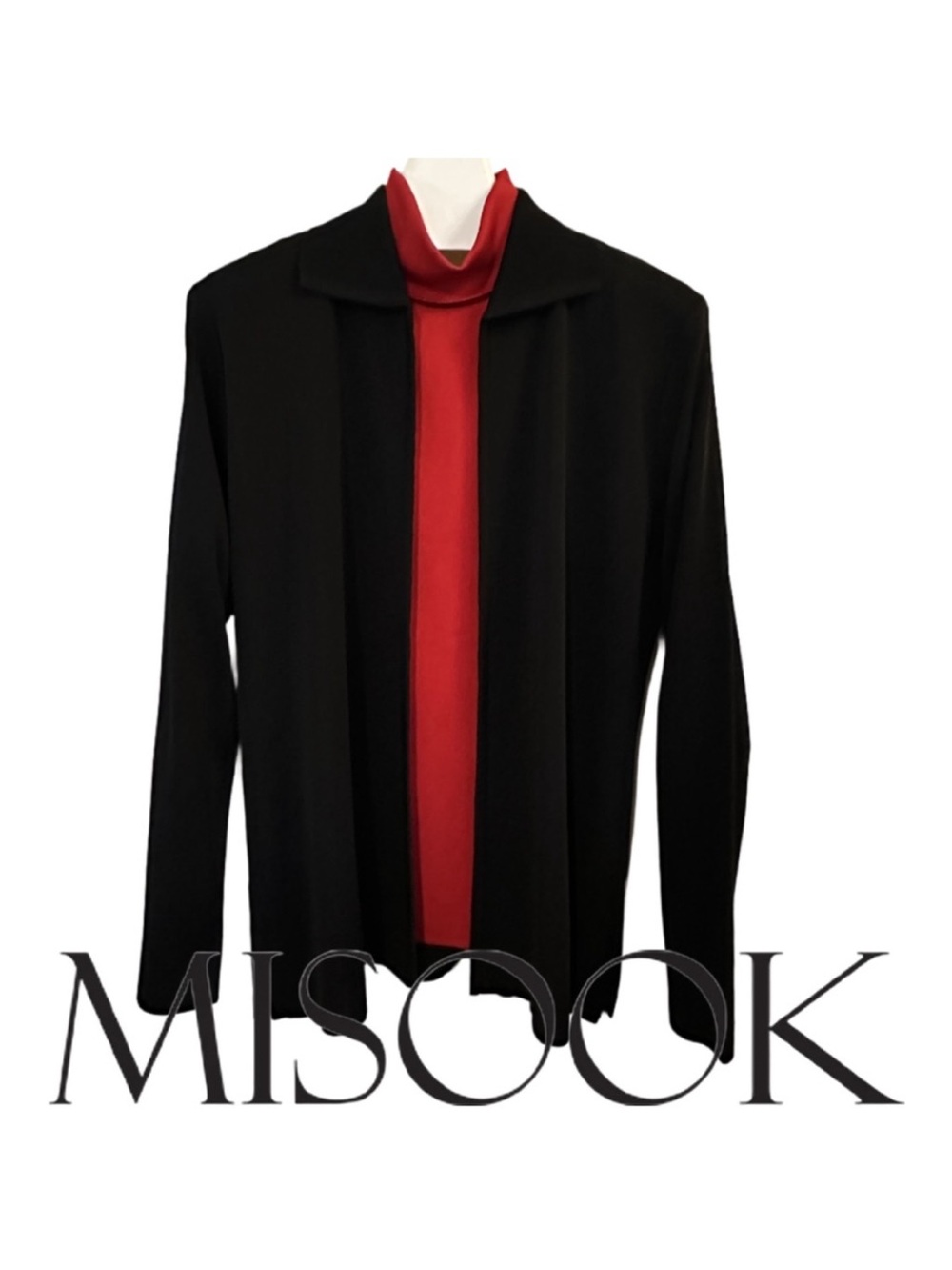 MISOOK |Black Knit Collared Long Sleeve Open Jacket Cardigan Coat Sweater Blazer